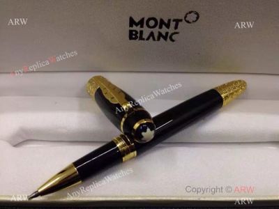 Copy Montblanc Daniel Defoe Writers Edition Rollerball Pen - Black & Gold Clip